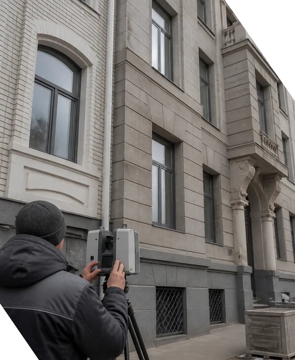 Лазерное сканирование фасадов зданий для обследования в Магадане